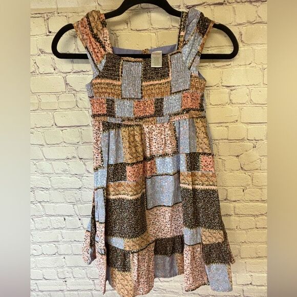 Gymboree Ditsy Patchwork Print Ruffle Hem Smocked Bodice Western Cowgirl Dress 7 - Picture 1 of 9